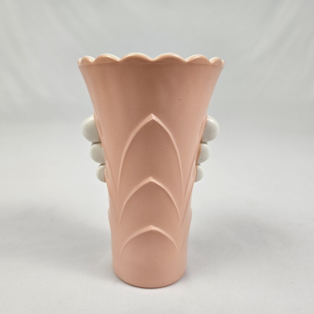 Vintage Fire King Vitrock Vase Pink Glass Anchor Hocking Art Deco MCM